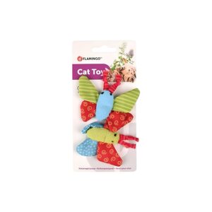 FLAMINGO YOWLY PLUSH BUTTERFLY CAT TOY 9CM 2 PCS (MIXED PATTERNED)