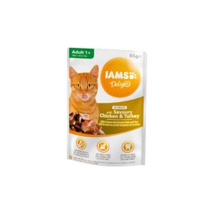IAMS DELIGHTS ADULT SAVOURY CHICKEN & TURKEY IN GRAVY 85G