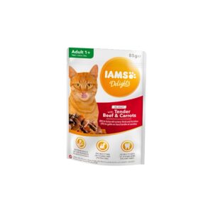 IAMS DELIGHTS ADULT TENDER BEEF & CARROTS IN JELLY 85G
