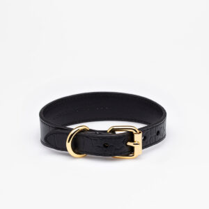 BLACK CROCO DOG COLLAR WIDE