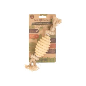 FARM COMPANY GREEN RUGBY BALL IN NATURAL RUBBER WITH HEMP SPIKES AND ROPE SIZE S/M