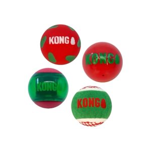 KONG® HOLIDAY OCCASIONS BALLS 4PK MEDIUM