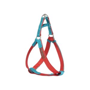 CAMON DOG HARNESS RED-TURQUOISE 25 MM 60-100 CM