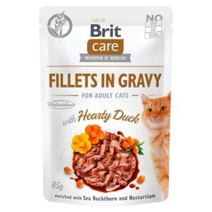 BRIT FILLETS IN GRAVY FOR ADULT CATS HEALTHY DUCK 85G