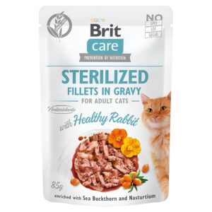 BRIT FILLETD IN GRAVY FOR ADULT CATS HEALTHY RABBIT 85G