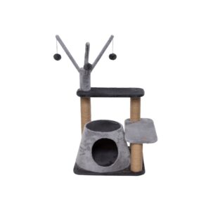 SCRATCHING TREE TREND POPLAR BLACK/GREY 45X45X60CM