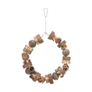 ROUND SWING, FOR BIRDS, WOOD/PINE CONES, 11 CM