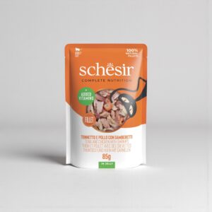 SCHESIR - TUNA AND CHICKEN WITH SHRIMPS IN JELLY POUCH - 85G