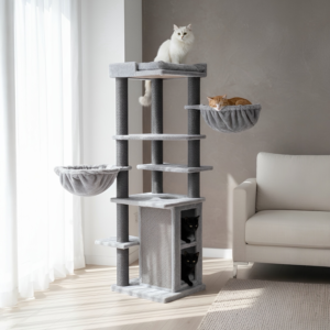 PETREBELS - CAT TREE RAMSES 158 – GREY – 9CM POST – WITH HAMMOCK