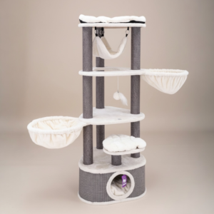 PETREBELS - CAT TREE CATHARINA 160 – CREAM – 9CM POST – WITH HAMMOCK
