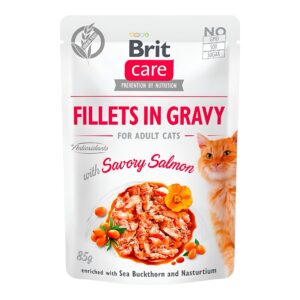 BRIT FILLETS IN GRAVY FOR ADULT CATS SAVORY SALMON 85G